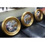 CONVEX WALL MIRRORS, a set of three, Regency style gilt, 36cm Diam. (3)