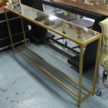 CONSOLE TABLE, 1960's French style, gilt metal and mirror, 152cm x 25.5cm x 79cm.