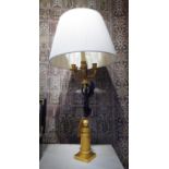 TABLE LAMP, early 20th Century Empire style gilt and patinated metal candelabrum in the form of a