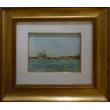 LYNETTE HEMMANT (b.1938) 'Santa Maria della Salute from Riva degli Schiavoni', oil on board, 15cm