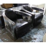 ARMCHAIRS, a pair, aviator style design, 74cm W approx. (2)