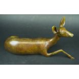 ADRIAN SORRELL (British, b.1932) BRONZE, recumbent deer, 35cm L. (Subject to ARR - please see Buyers