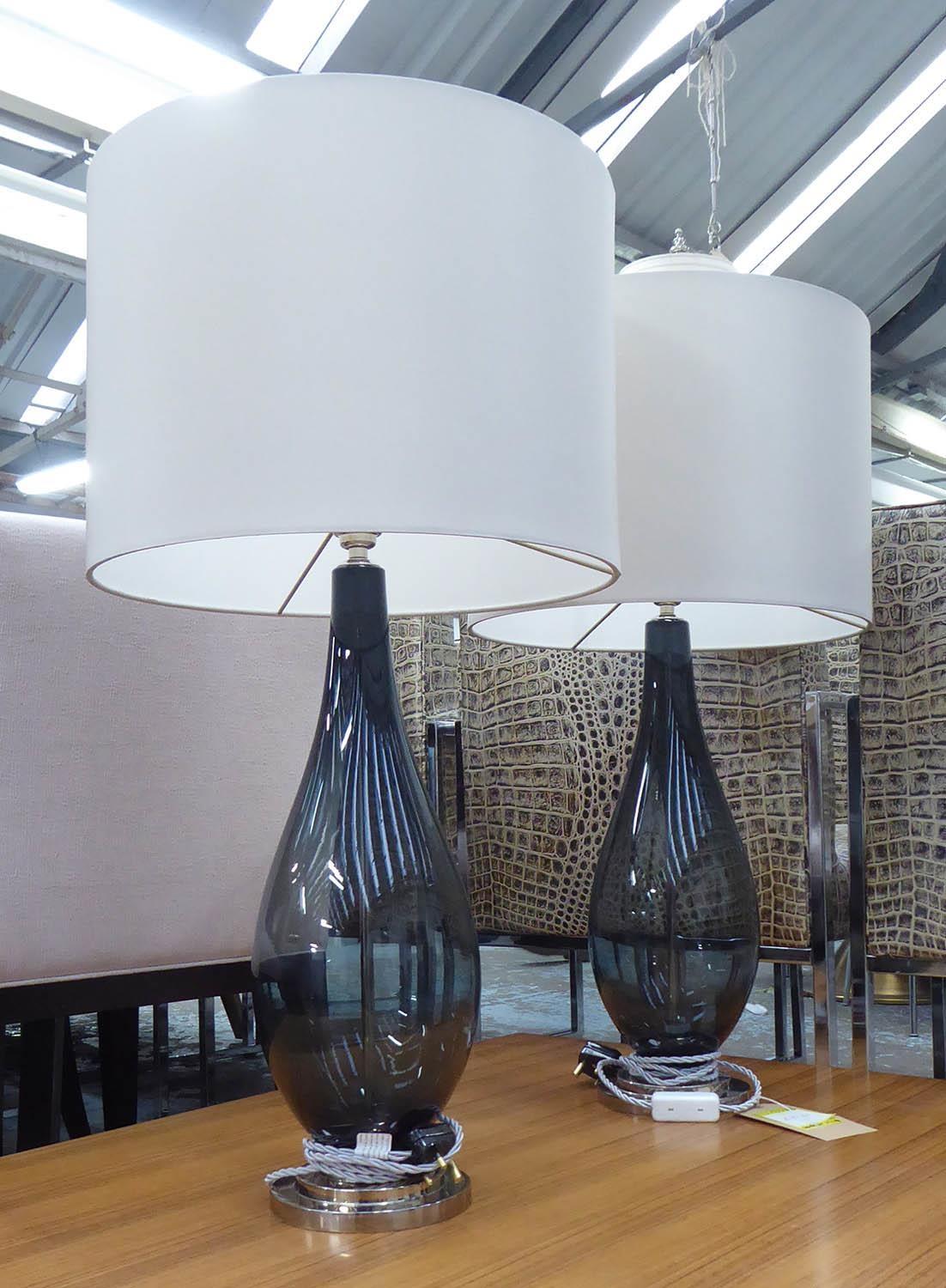 PORTA ROMANA CHIANTI TABLE LAMPS, a pair, each 50cm H plus shades. (2)