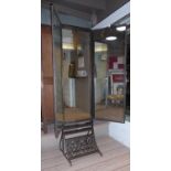 TRIPTYCH DRESSING MIRROR, French Art Deco Fer Forge frame, 141cm x 173cm x 48cm approx.