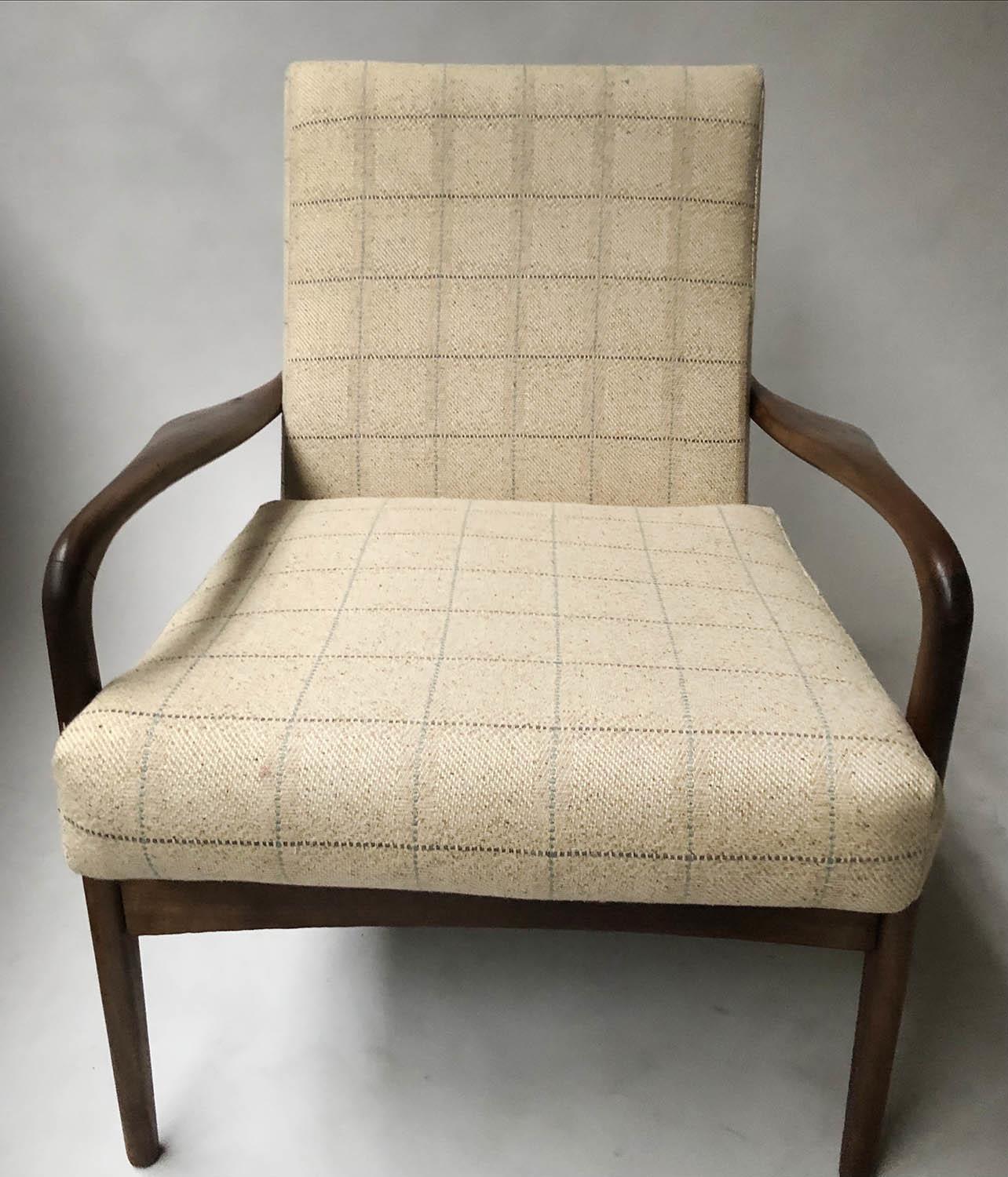 DANISH ARMCHAIR, 3rd quarter 20th century Danish teak open armchair with oatmeal check upholstery. - Image 5 of 7