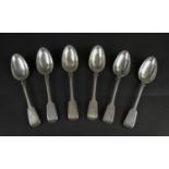 DESSERT SPOONS, a set of six, Victorian silver, marked William Robert Smiley, 1840, 9.4Toz. (6)