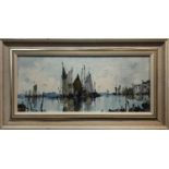 GEORGE DEAKINS (1911-1982) 'Venice', oil on board, 25cm x 58cm, signed and inscribed, framed.
