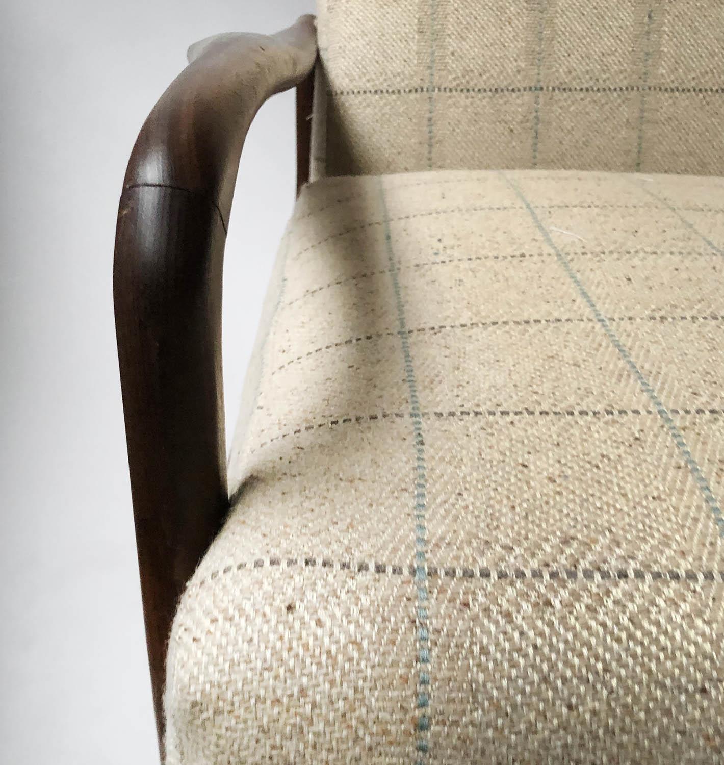 DANISH ARMCHAIR, 3rd quarter 20th century Danish teak open armchair with oatmeal check upholstery. - Image 7 of 7