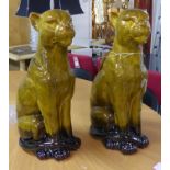 CERAMIC CATS, a pair, Art Deco style, glazed finish, 63cm H approx. (2)