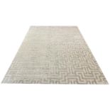 CONTEMPORARY ART DECO DESIGN SILK CARPET, 350cm x 250cm, geometric silver field.