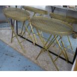 SIDE TABLES, a pair, gilt metal feather design, 63cm x 33cm x 67.5cm approx. (2)