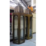 WALL LANTERNS, a pair, purchased from Talisman, vintage 1960's brass, 32cm x 94cm x 16cm. (2)