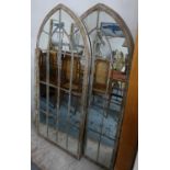GARDEN MIRRORS, a set of three, Gothic style, 158cm x 66cm approx. (3)