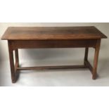 FARMHOUSE TABLE, 19th century French cherrywood with twin drawers, 156cm W x 66cm D x 75cm H.