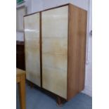 CABINET, with parchment style doors, 57cm D x 167cm H x 126cm W.