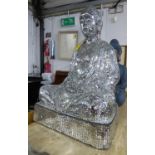 SEATED BUDDHA, contemporary study, mirrored mosaic finish, 111cm H approx. (with faults)