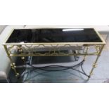 CONSOLE TABLE, 1960's French style, gilt metal, beveled smoked glass top, 120cm x 40cm x 80cm.