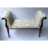 WINDOW SEAT, late 19th/early 20th century mahogany of George III design with raised arms and