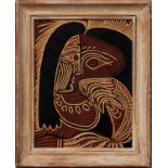 PABLO PICASSO 'Portrait of a Woman', 1962, linocut, Suite: Linogravures, 25cm x 20cm, framed and