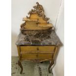 SIDE CABINET, Louis XV style giltwood with marble top, two drawers, 59cm x 40cm x 113cm.