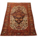 ANTIQUE PERSIAN MALAYER RUG, 200cm x 128cm.