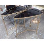 SIDE TABLES, a pair, 1960's Italian style, smoked glass tops, 70cm x 36cm x 70cm. (2)