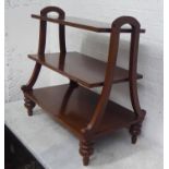 ETAGERE, three tier, mahogany, 72cm W x 72cm H x 44cm D.