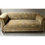 CHESTERFIELD SOFA, Victorian golden brown velvet brocade with curved back and arms, 188cm W.