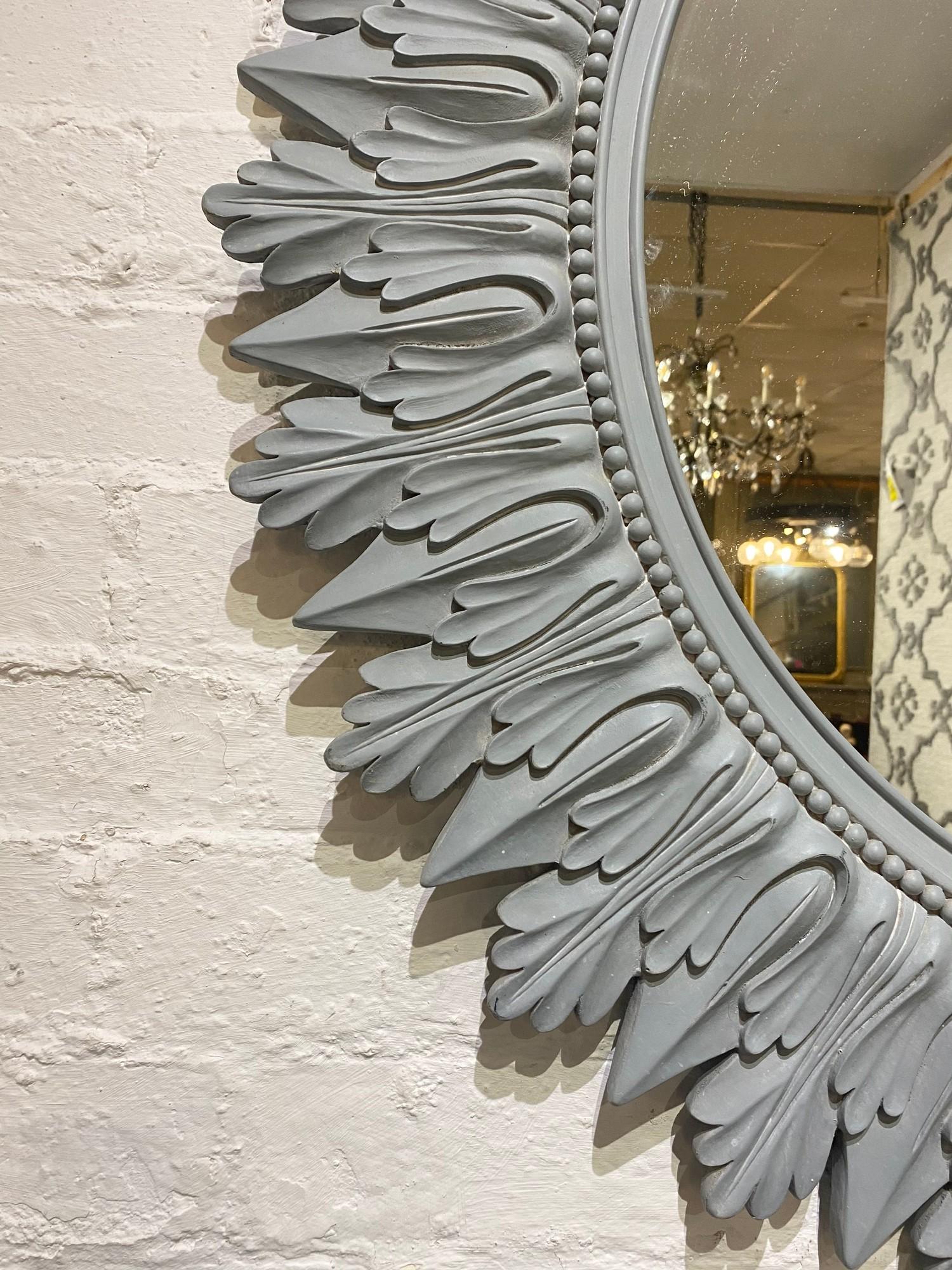 STARBURST WALL MIRROR, 1960's design, carved and painted wood, 92cm diam. - Image 3 of 3
