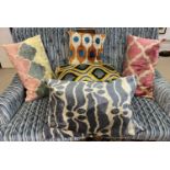 IKAT SILK VELVET CUSHIONS, a set of five, various sizes. (5)