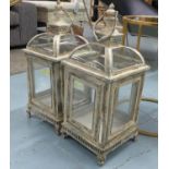 LANTERNS, a pair, distressed finish, 68cm H. (2)