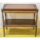 TROLLEY, mid 20th century mahogany, with extending hinged top above a brass galleried undertier,