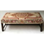 HEARTH STOOL, George III design country house style mahogany with rectangular needlepoint