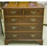 CHEST, Georgian style mahogany, of five drawers, 91cm H x 90cm W x 47cm D (minor faults).