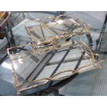 TRAYS, a pair, gilt metal and mirror, 45cm x 30cm x 7cm. (2)