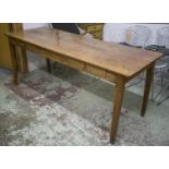 FARMHOUSE TABLE, mid 19th century French cherrywood with two drawers, 75cm H xc 184cm x 68cm.