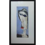 PERE SALINAS (Spanish b.1957) 'Woman 1', 1996, acrylic on paper, signed lower right, 44cm x 16cm,
