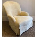SLIPPER ARMCHAIR, Victorian style primrose yellow floral woven upholstered, 66cm W.