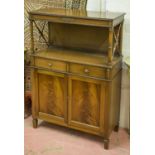 SIDE CABINET, Regency style mahogany and brass mounted with two drawers above two doors, 100cm H x