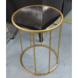 SIDE TABLES, a pair, contemporary design, gilt metal and glass, 51.5cm H x 40.5 Diam. (2)