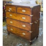 CAMPAIGN CHEST, 19th century mahogany and brass bound, of five drawers, 102cm H x 90cm W x 44cm D.