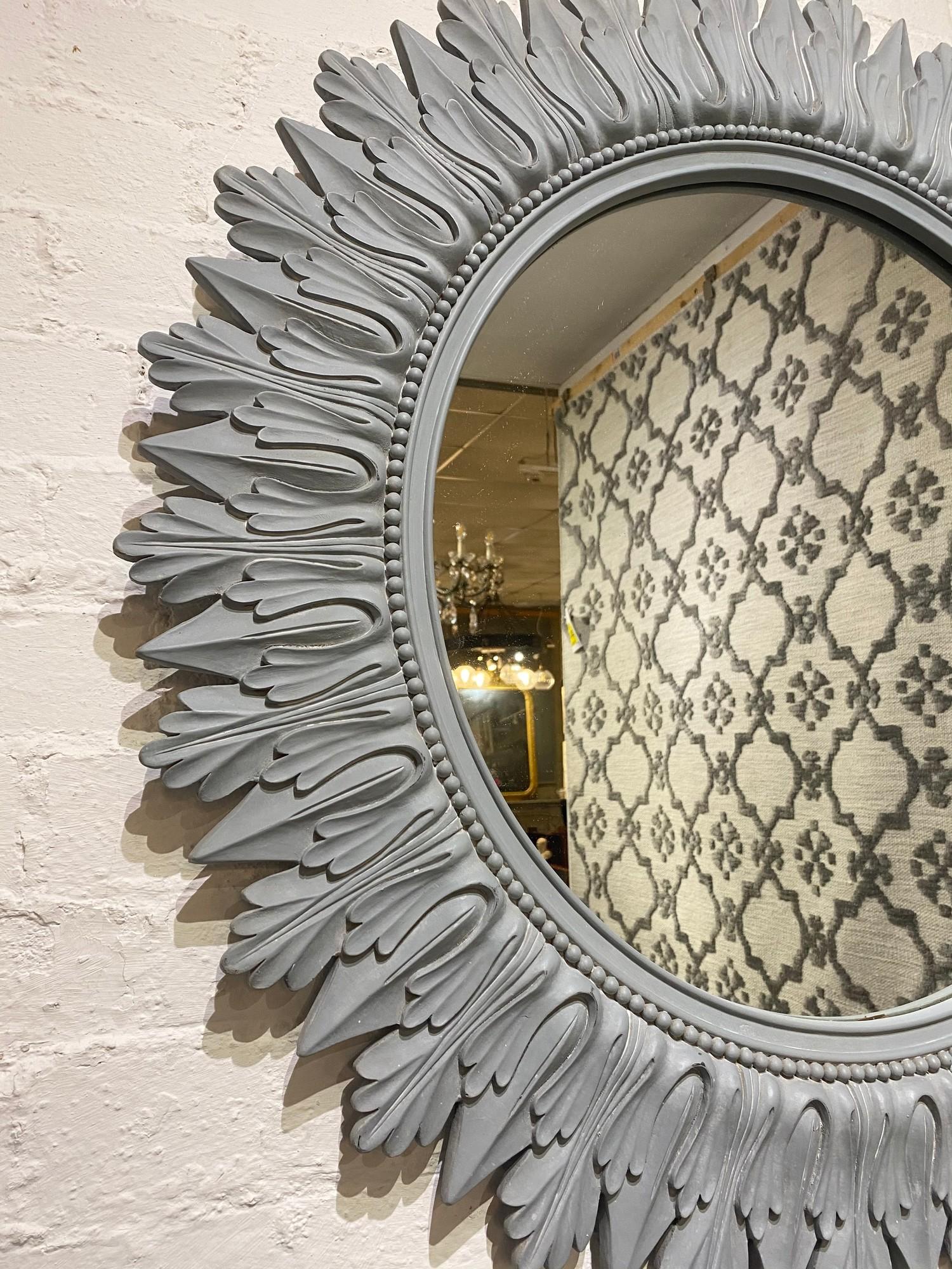 STARBURST WALL MIRROR, 1960's design, carved and painted wood, 92cm diam. - Image 2 of 3