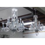 CHANDELIERS, a pair, contemporary crystal, 100cm drop. (2)