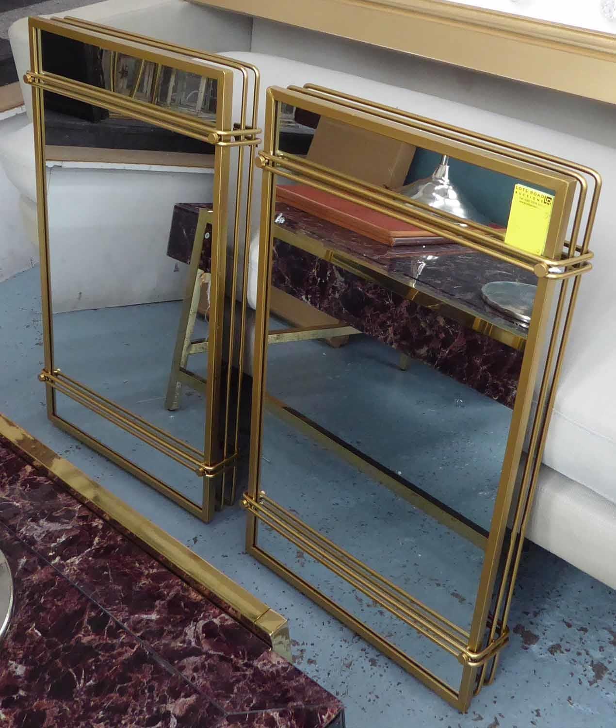 WALL MIRRORS, a pair, gilt metal frames, 81cm x 51cm (2).