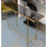 CONSOLE TABLE, 1960's French style, gilt metal and glass, 102cm x 29cm x 74cm.