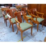 DINING CHAIRS, a set of four, contemporary cherrywood, 87cm H approx. (slight faults)