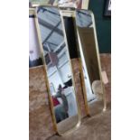 WALL MIRRORS, a pair, 1960's French style, gilt frames, 100cm x 22cm x 4cm. (2)