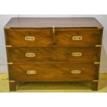 CAMPAIGN CHEST, 19th century birch and brass bound, of four drawers, 81cm H x 108cm W x 48cm D.