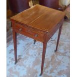 CARD TABLE, Edwardian mahogany and string inlaid with a foldover top enclosing a green baize lined