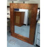 WALL MIRROR, coppered finish frame, 122cm x 91cm.